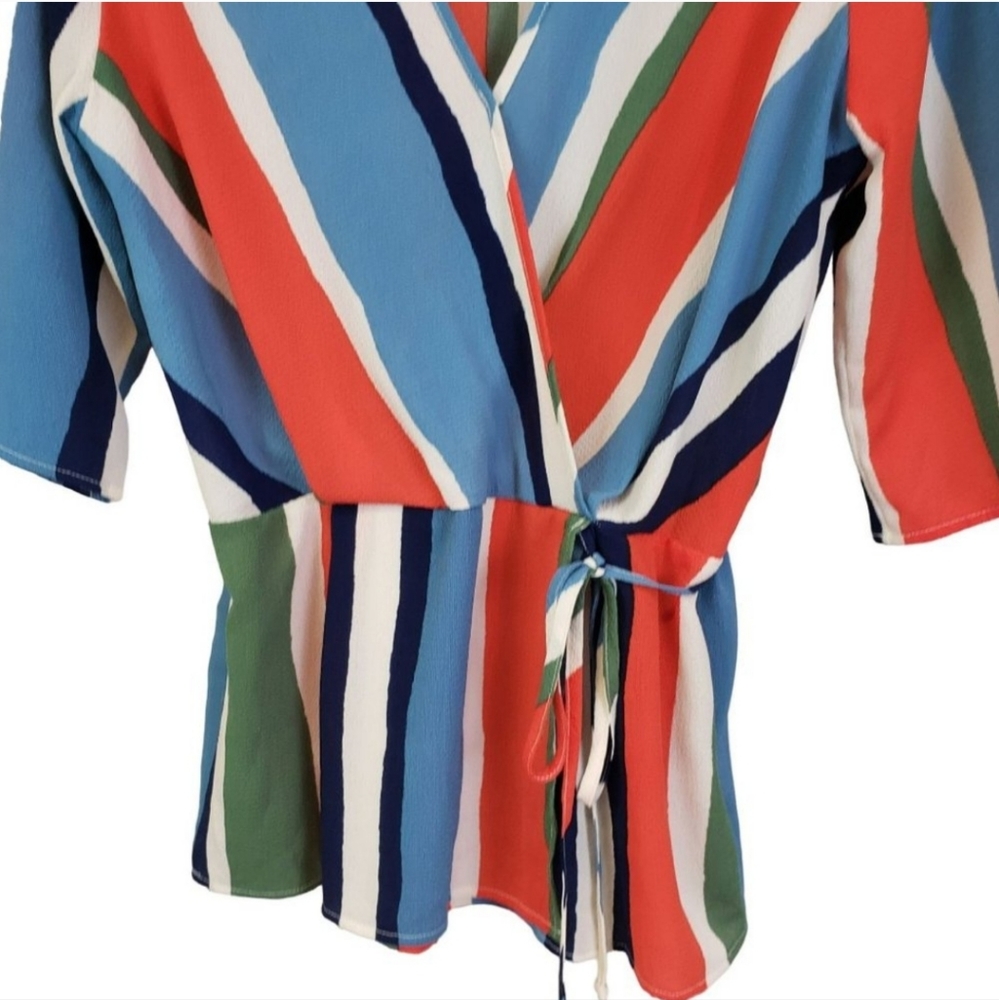 Sienna Sky Striped Faux Wrap Top Size small